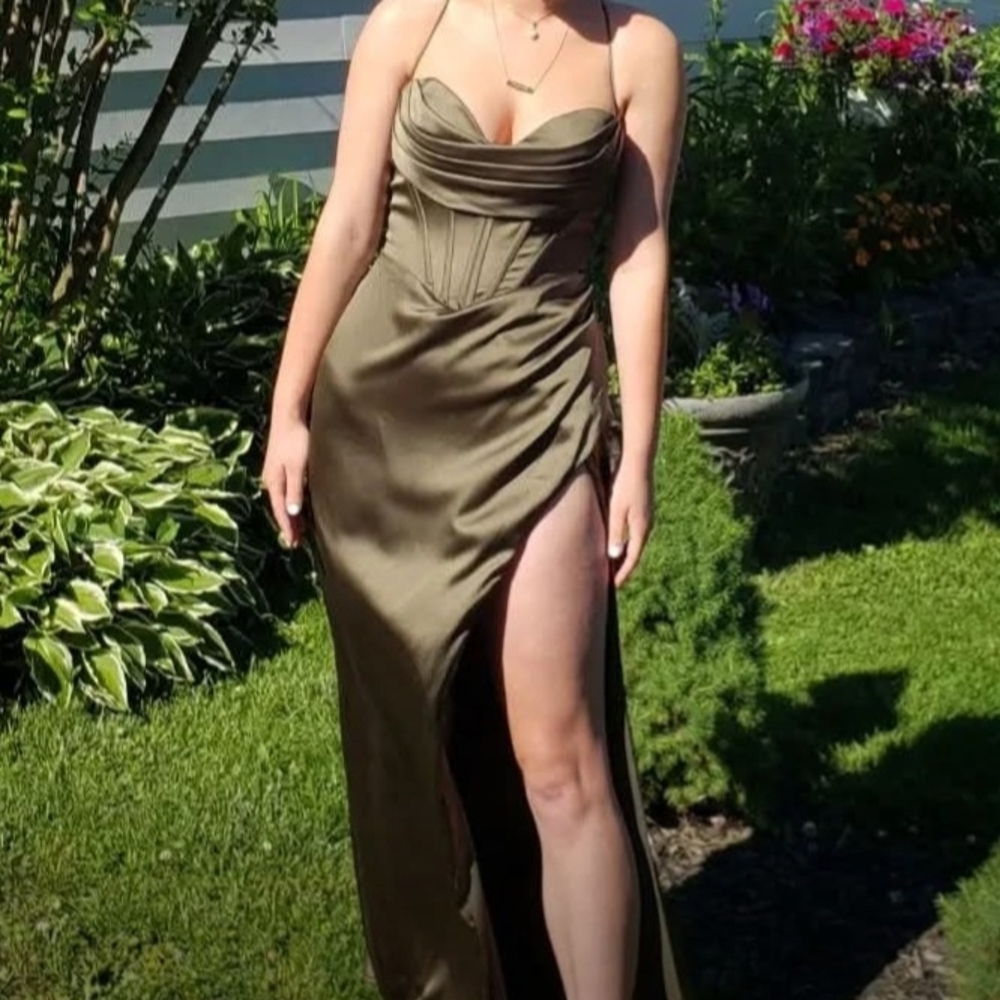 Olive Green Cinderella Divine Prom Dress